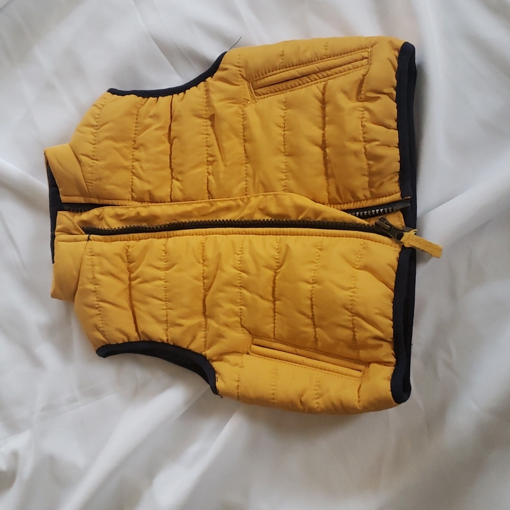 Baby Puffer Vest by Carter's. 12M. Mustard with navy blue lining.